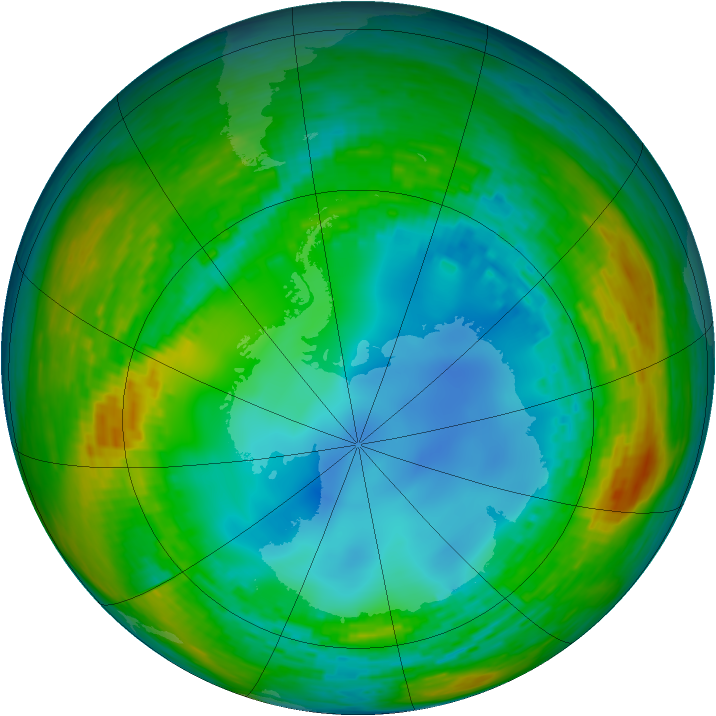 Antarctic ozone map for 02 August 1990